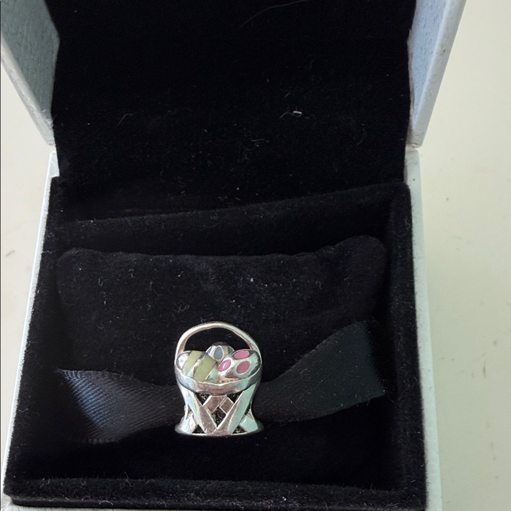 Easter Sterling Silver Basket Charm With Colorful Eggs 30$
